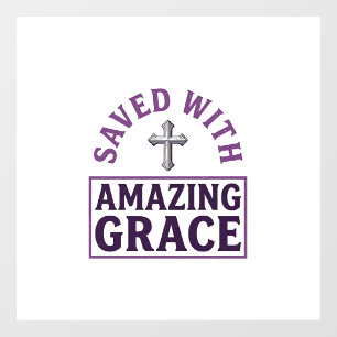 Amazing Grace Christian Cross Vintage Window Cling