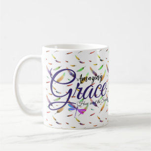 Amazing Grace Colourful feathers   Coffee Mug