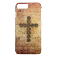 Amazing Grace Cross on Aged Vintage Sheet Music
