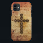 Amazing Grace Cross on Aged Vintage Sheet Musical iPhone 11 Case<br><div class="desc">Warm worn and aged antique musical score with Christian cross that spells out Amazing Grace in acrostic style typeset lettering.  Traditional hymn of faith reminding us of God's love,  grace,  faithfulness and mercy. Religious phone and electronics accessories.</div>