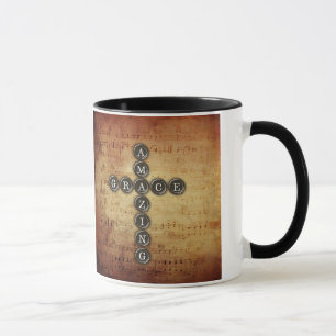 Amazing Grace Cross on Vintage Music Sheet Mug