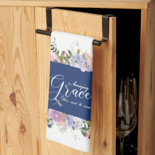 Amazing grace floral tea towel