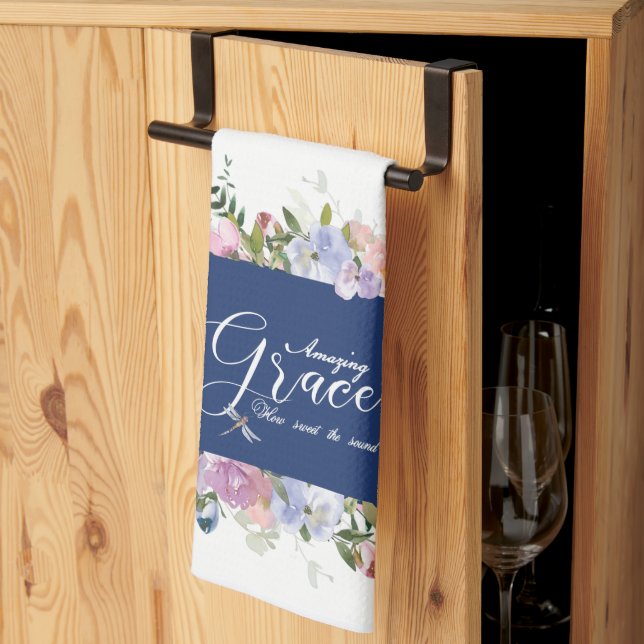 Amazing grace floral   tea towel (Thirds Fold)