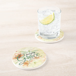 Amazing Grace Flowers and dragonfly Coaster