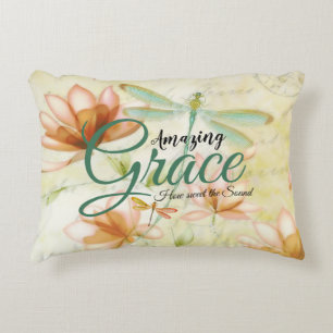 Amazing Grace Flowers and dragonfly Decorative Cushion