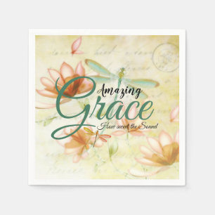 Amazing Grace Flowers and dragonfly  Napkin