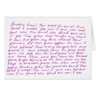 Amazing Grace handwritten lyrics
