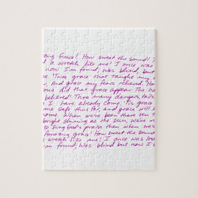 Amazing Grace handwritten lyrics Jigsaw Puzzle (Vertical)