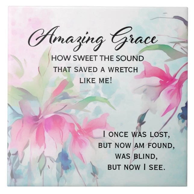 Amazing Grace How Sweet the Sound Christian Hymn  Tile (Front)