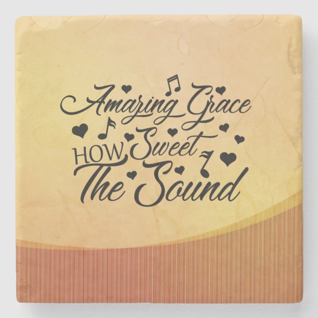Amazing Grace How Sweet the Sound Hymn  Stone Coaster (Front)