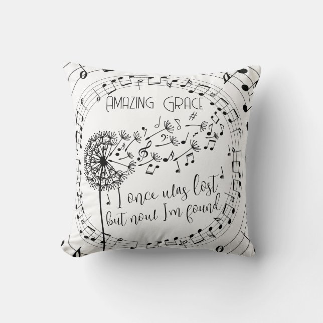 Amazing Grace Hymn Dandelion Christian Cushion (Front)