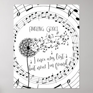 Amazing Grace Hymn Dandelion Christian Poster