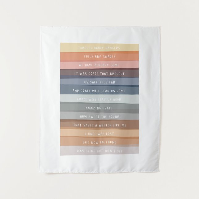 Amazing Grace Lyric Colorful Art Tapestry (Front)