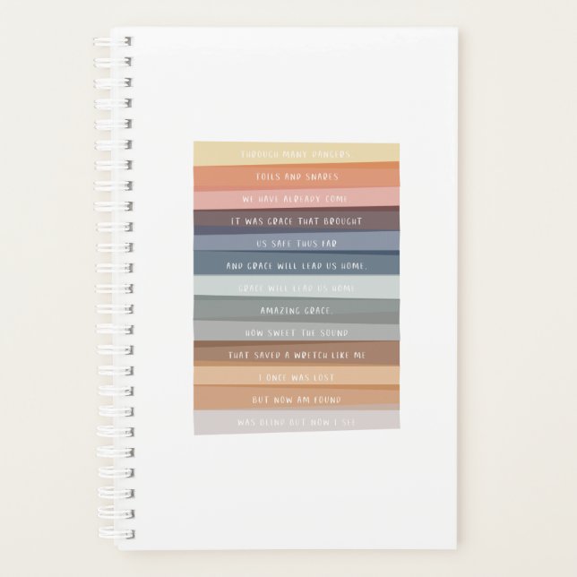 Amazing Grace Lyric Colourful Stripes Planner (Front)