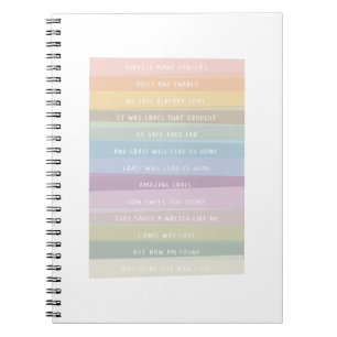 Amazing Grace Lyric Rainbow Colorful Stripes Notebook