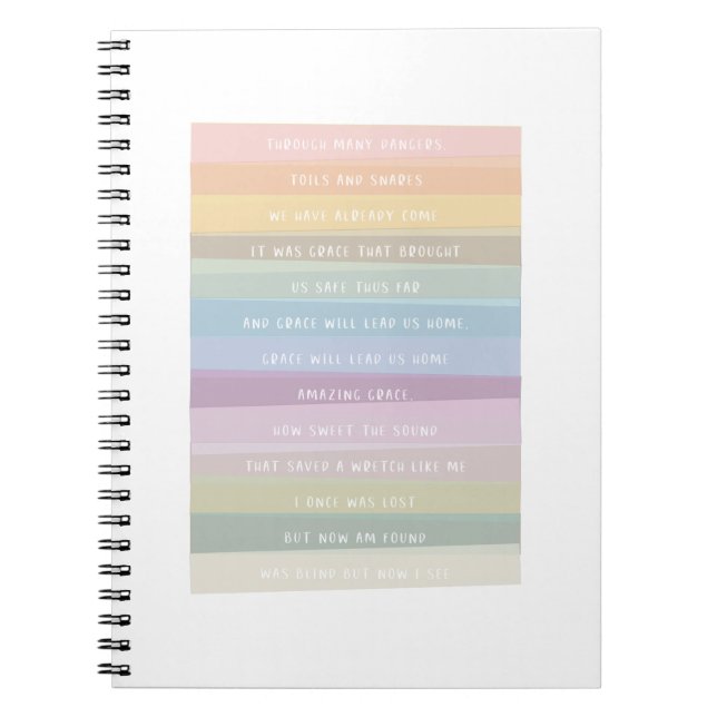 Amazing Grace Lyric Rainbow Colorful Stripes Notebook (Front)