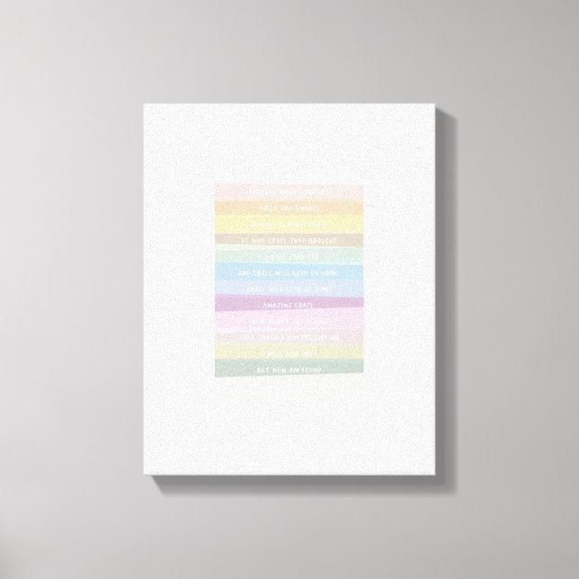 Amazing Grace Lyric Rainbow Colourful Canvas Art (Front)