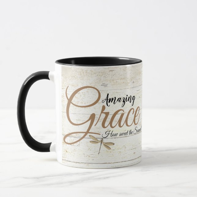 Amazing grace on wood  mug (Left)