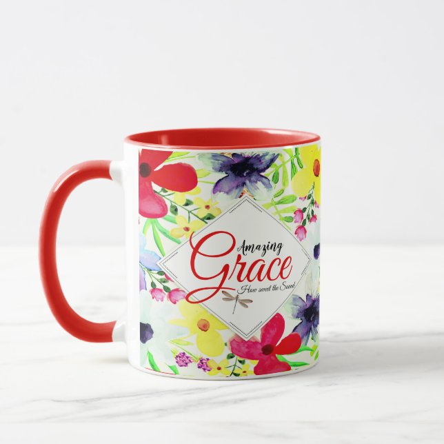 Amazing Grace Personalised floral   Mug (Left)