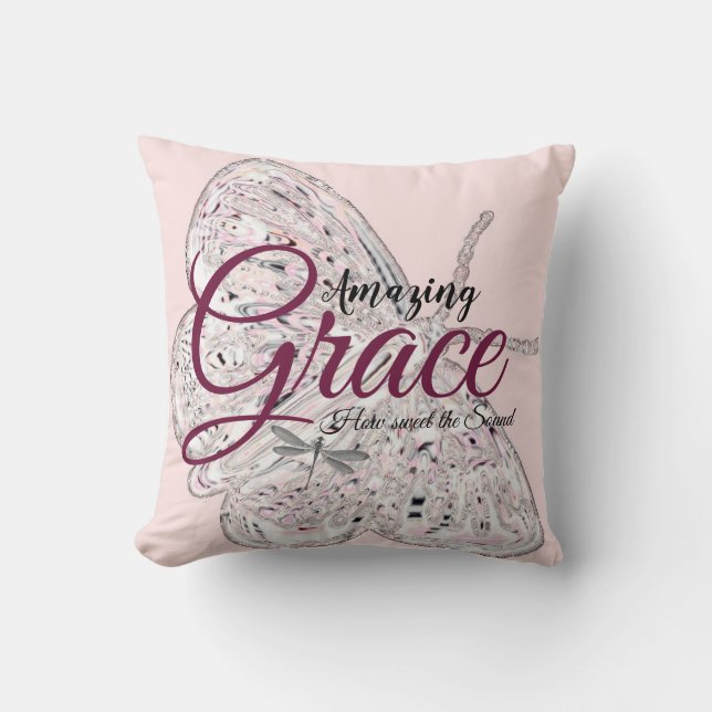 Amazing Grace pink butterfly  Cushion (Front)