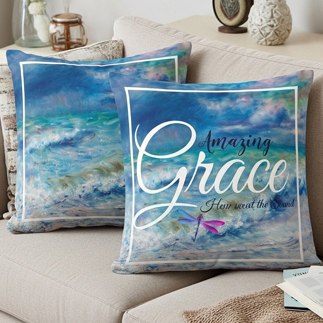 Amazing grace Seascape Throw Pillow (Creator Uploaded)