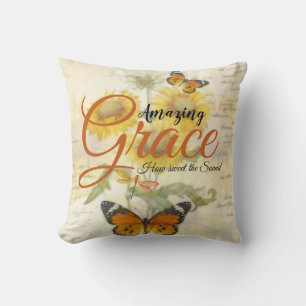Amazing Grace Sunflowers and butterfly  Cushion