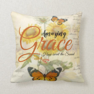 Amazing Grace Sunflowers and butterfly  Cushion