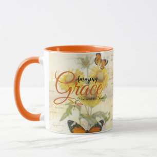 Amazing Grace Sunflowers and butterfly   Mug