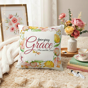 Amazing grace watercolor floral cushion