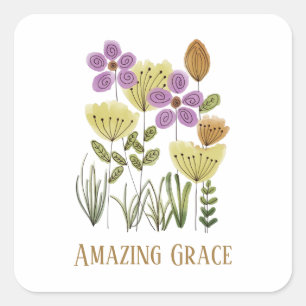 Amazing Grace Wildflowers Square Sticker