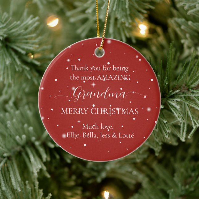 Amazing Grandma Christmas Photo Grandchildren  Ceramic Tree Decoration (Tree)