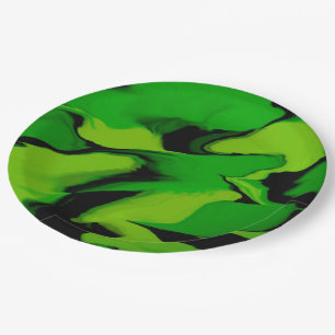 Amazing Green and Black Splash Paper Plate