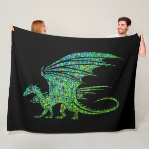 Amazing Green Dragon Mosaic  Fleece Blanket