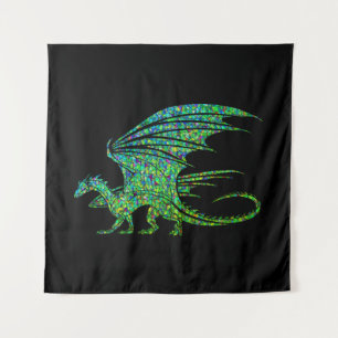 Amazing Green Dragon Mosaic  Tapestry