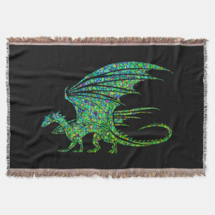 Amazing Green Dragon Mosaic  Throw Blanket