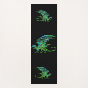 Amazing Green Dragon Mosaic  Yoga Mat