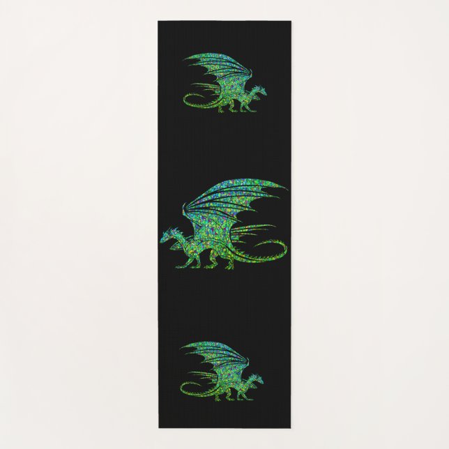 Amazing Green Dragon Mosaic  Yoga Mat (Front)