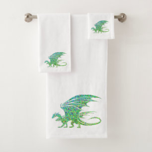 Amazing Green Mosaic Dragon  Bath Towel Set