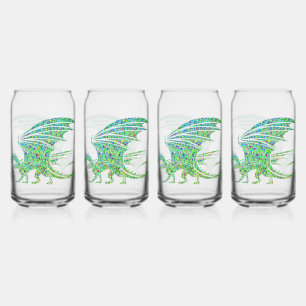 Amazing Green Mosaic Dragon  Can Glass