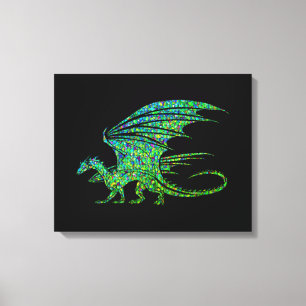 Amazing Green Mosaic Dragon  Canvas Print
