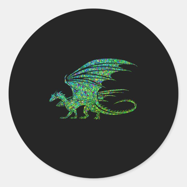 Amazing Green Mosaic Dragon  Classic Round Sticker (Front)