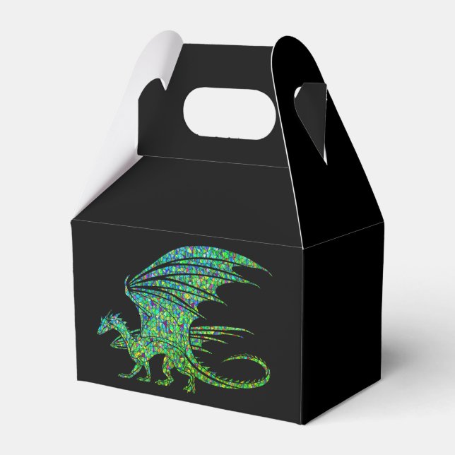 Amazing Green Mosaic Dragon  Favour Box (Front Side)