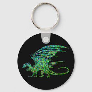 Amazing Green Mosaic Dragon  Key Ring