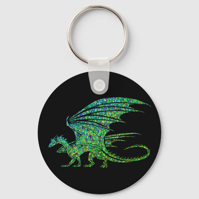Amazing Green Mosaic Dragon  Key Ring (Front)