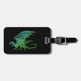 Amazing Green Mosaic Dragon Luggage Tag
