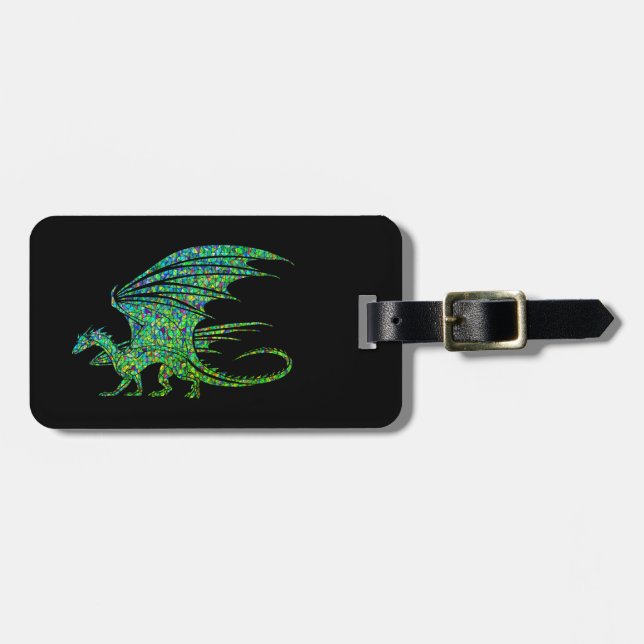 Amazing Green Mosaic Dragon  Luggage Tag (Front Horizontal)