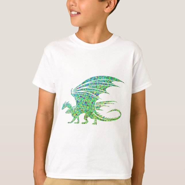 Amazing Green Mosaic Dragon  T-Shirt (Front)