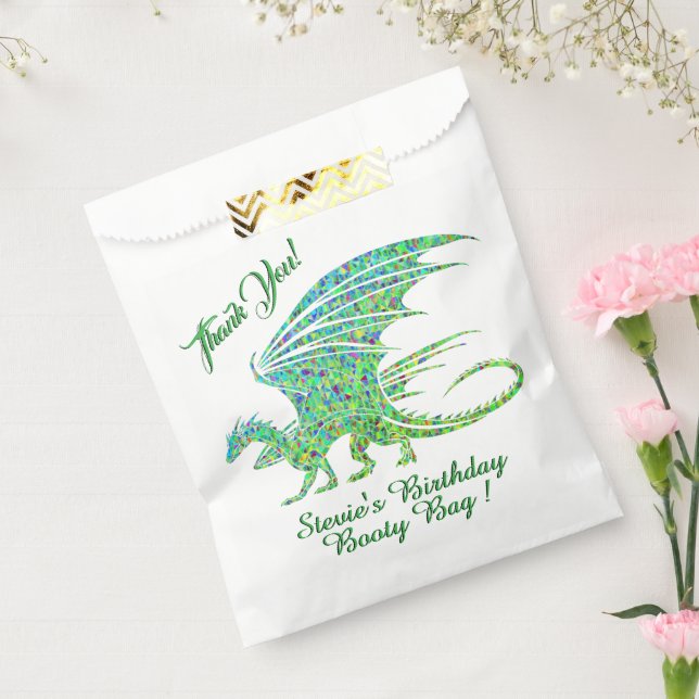 Amazing Green Mosaic Dragon Thank You Favour Favour Bags (Sealed)