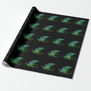 Amazing Green Mosaic Dragon Wrapping Paper