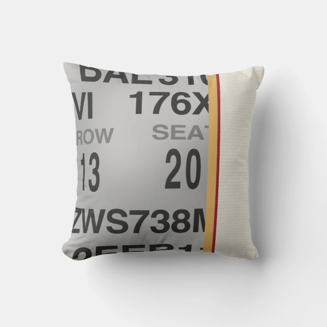 Amazing Grey & White Ice Hockey Game Ticket Cushion (Front)
